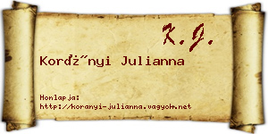 Korányi Julianna névjegykártya