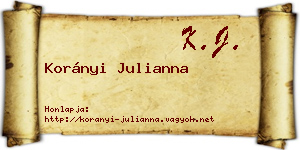 Korányi Julianna névjegykártya